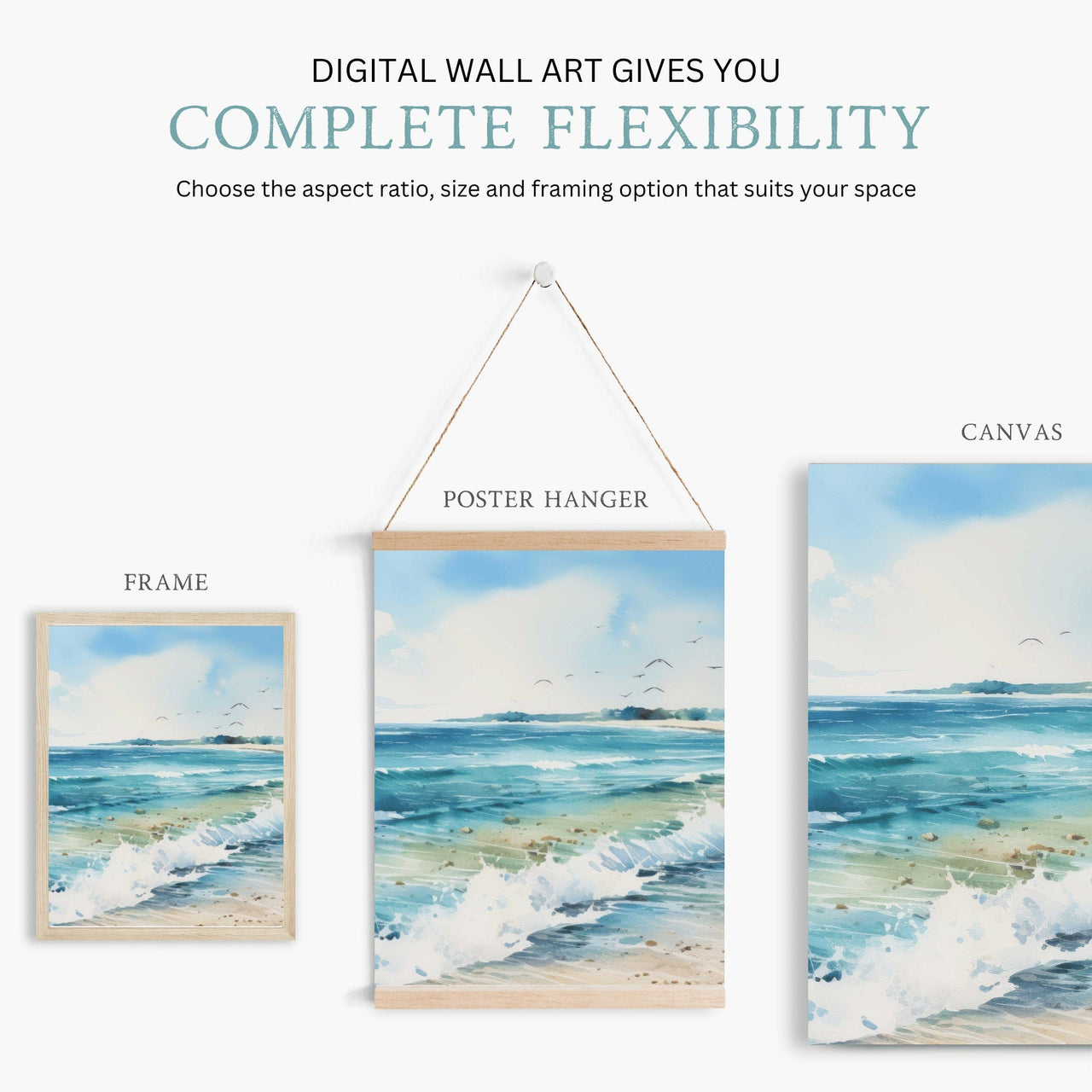 Beach Triptych Wall Art – Coastal Room Print for Home • Set of 3