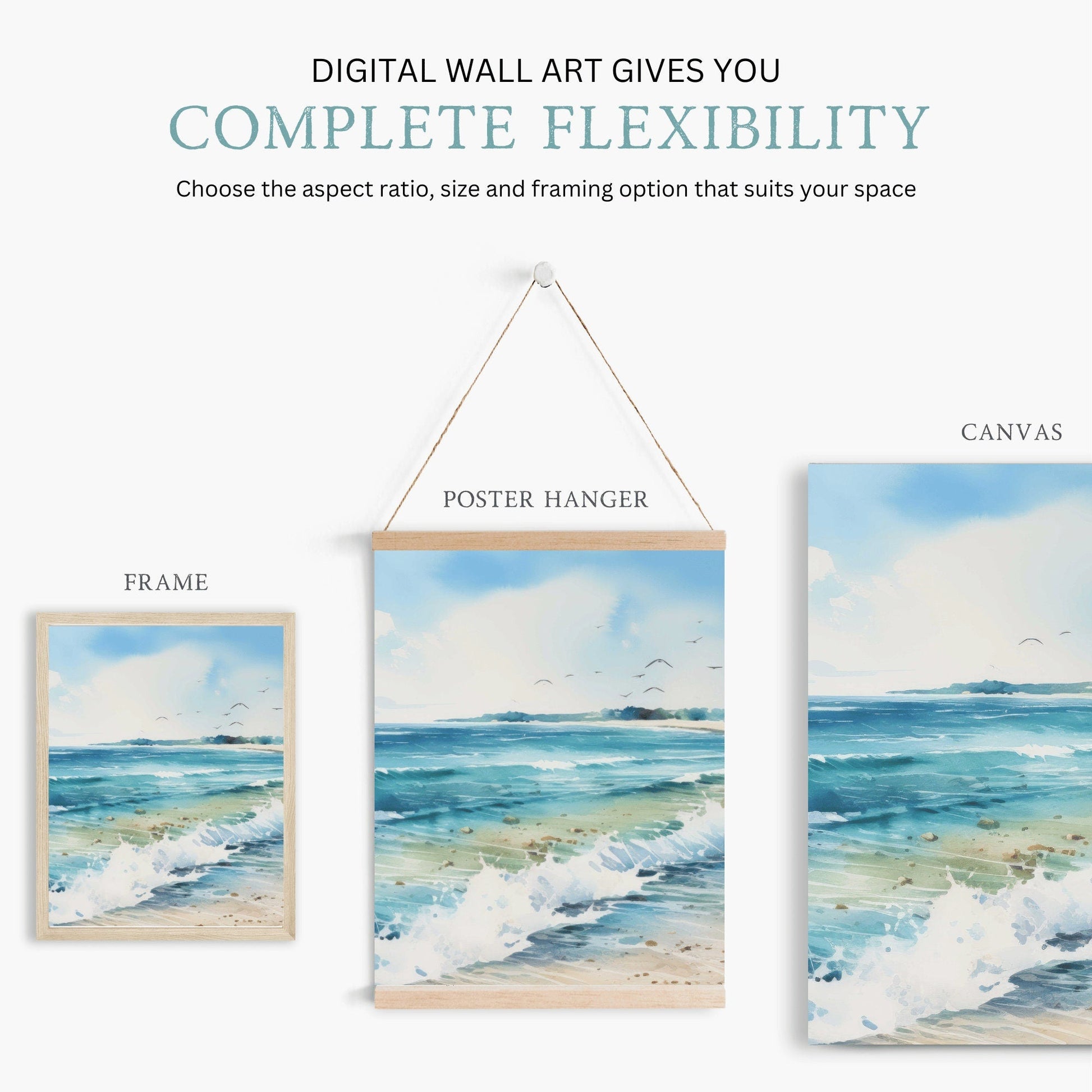 Beach Wall Art, Coastal Decor, Sea Paintings for Home, Ocean Prints - WildfieldPrints