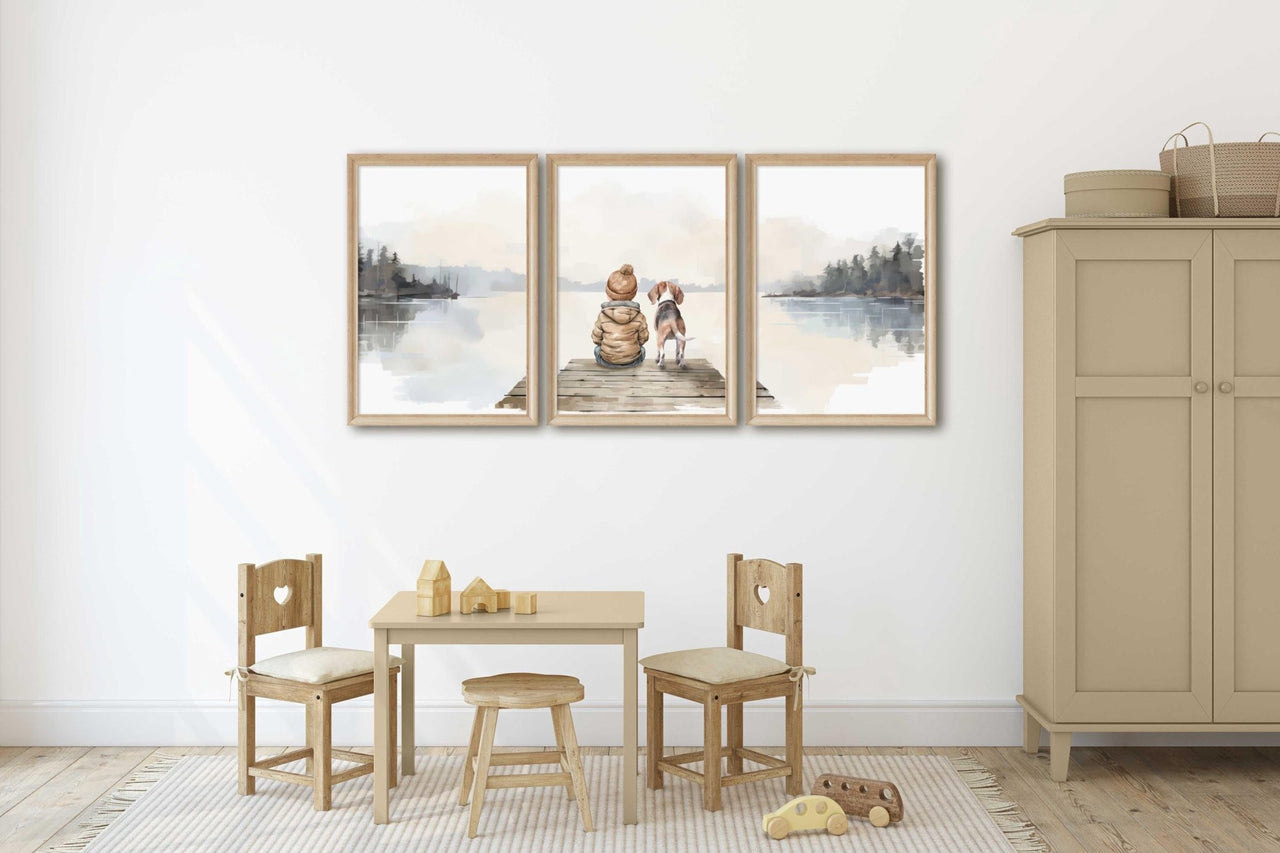 Beagle Wall Art – Animal Boys Room Decor • Set of 3