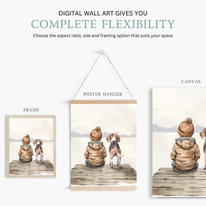 Beagle Decor Nursery, Beagle Wall Art, Beagle Nursery Boy, Beagle & Boy, Nursery Print Set of 3, Beagle Portrait,Printable Dog Art Boy Room - My Store