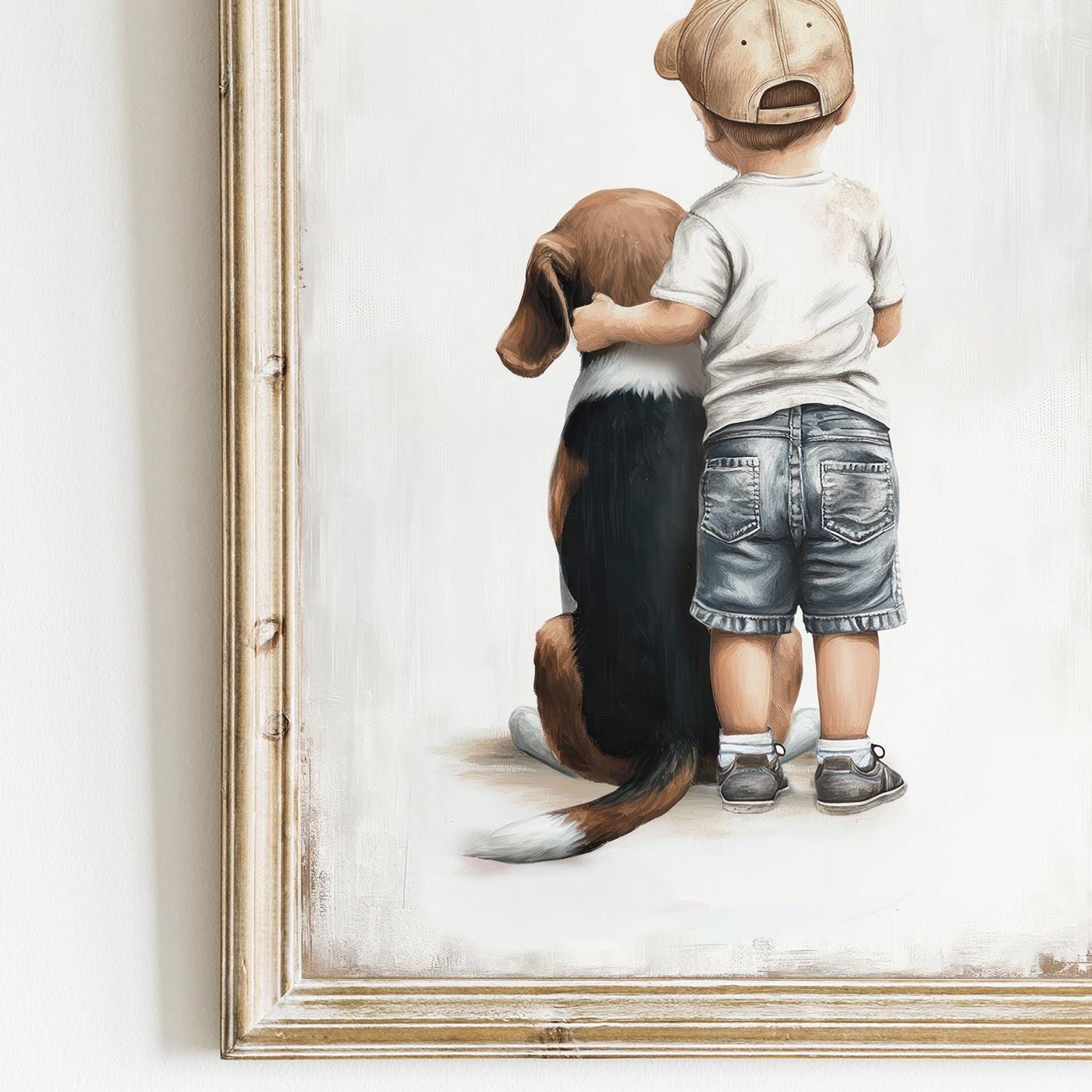Beagle Nursery Decor, Boy & Dog Painting, Beagle Wall Art, Dog Print - WildfieldPrints
