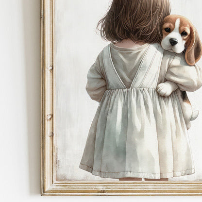 Beagle Nursery Print, Dog - Themed Room Decor, Girl & Dog Wall Art - WildfieldPrints