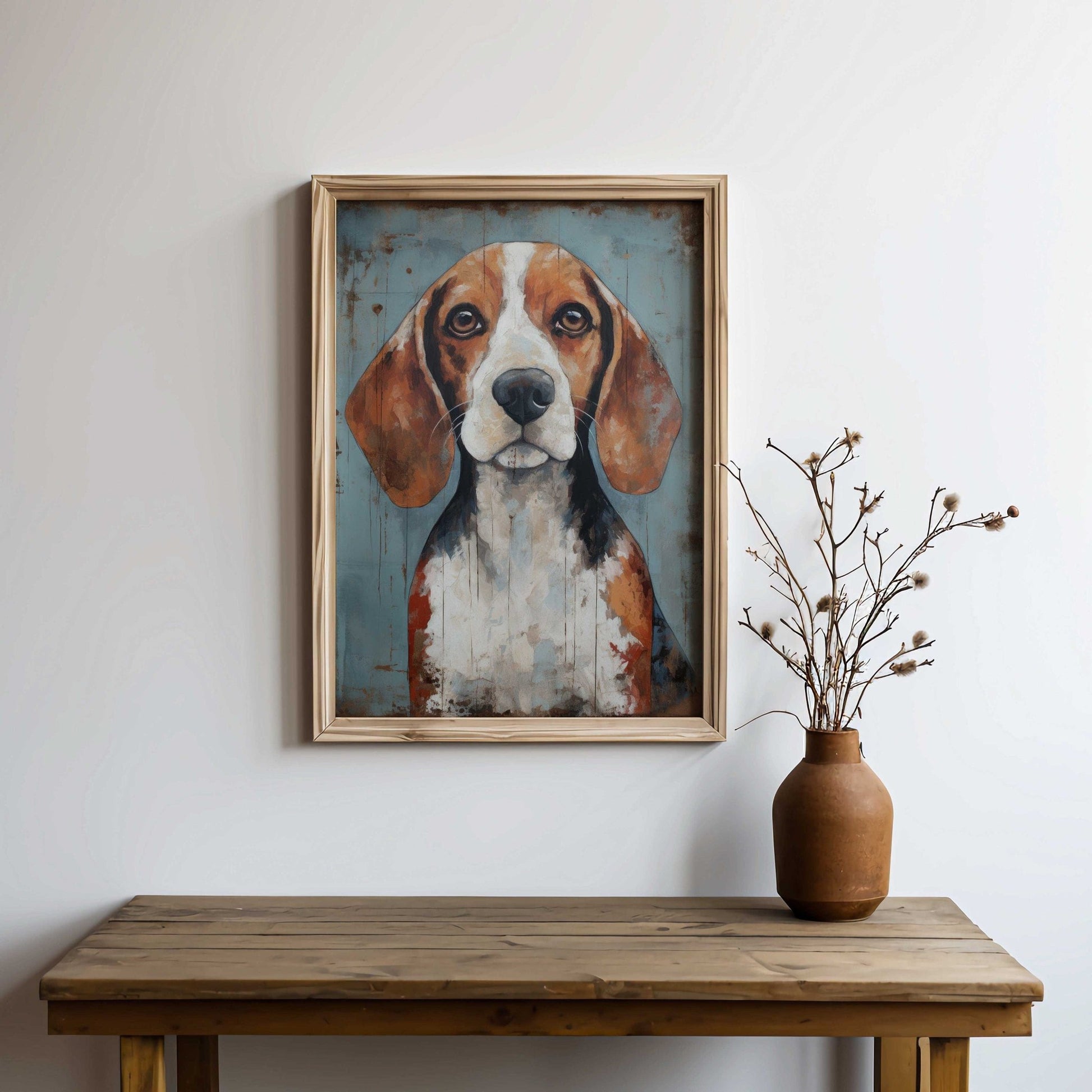 Beagle Print, Vintage Dog Wall Art, Rustic Decor for Dog Lovers - WildfieldPrints