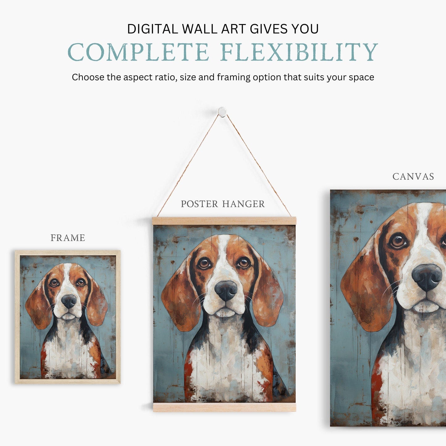 Beagle Print, Vintage Dog Wall Art, Rustic Decor for Dog Lovers - WildfieldPrints