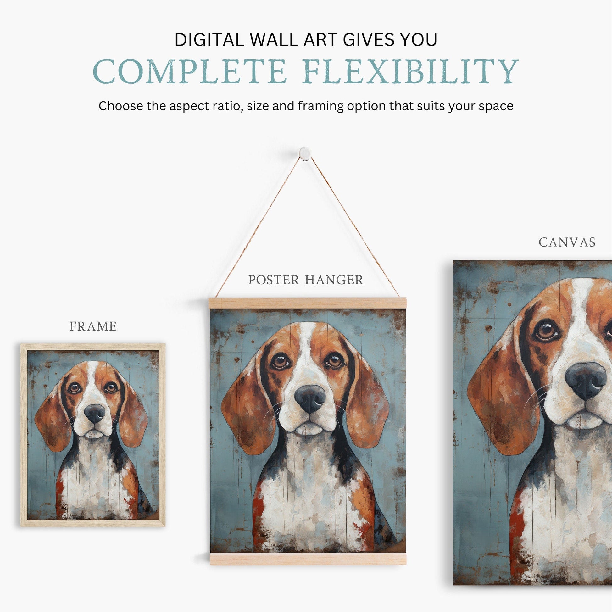 Beagle Print, Vintage Dog Wall Art, Rustic Decor for Dog Lovers - WildfieldPrints