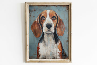 Beagle Print, Vintage Dog Wall Art, Rustic Decor for Dog Lovers - WildfieldPrints