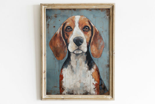 Beagle Print, Vintage Dog Wall Art, Rustic Decor for Dog Lovers - WildfieldPrints