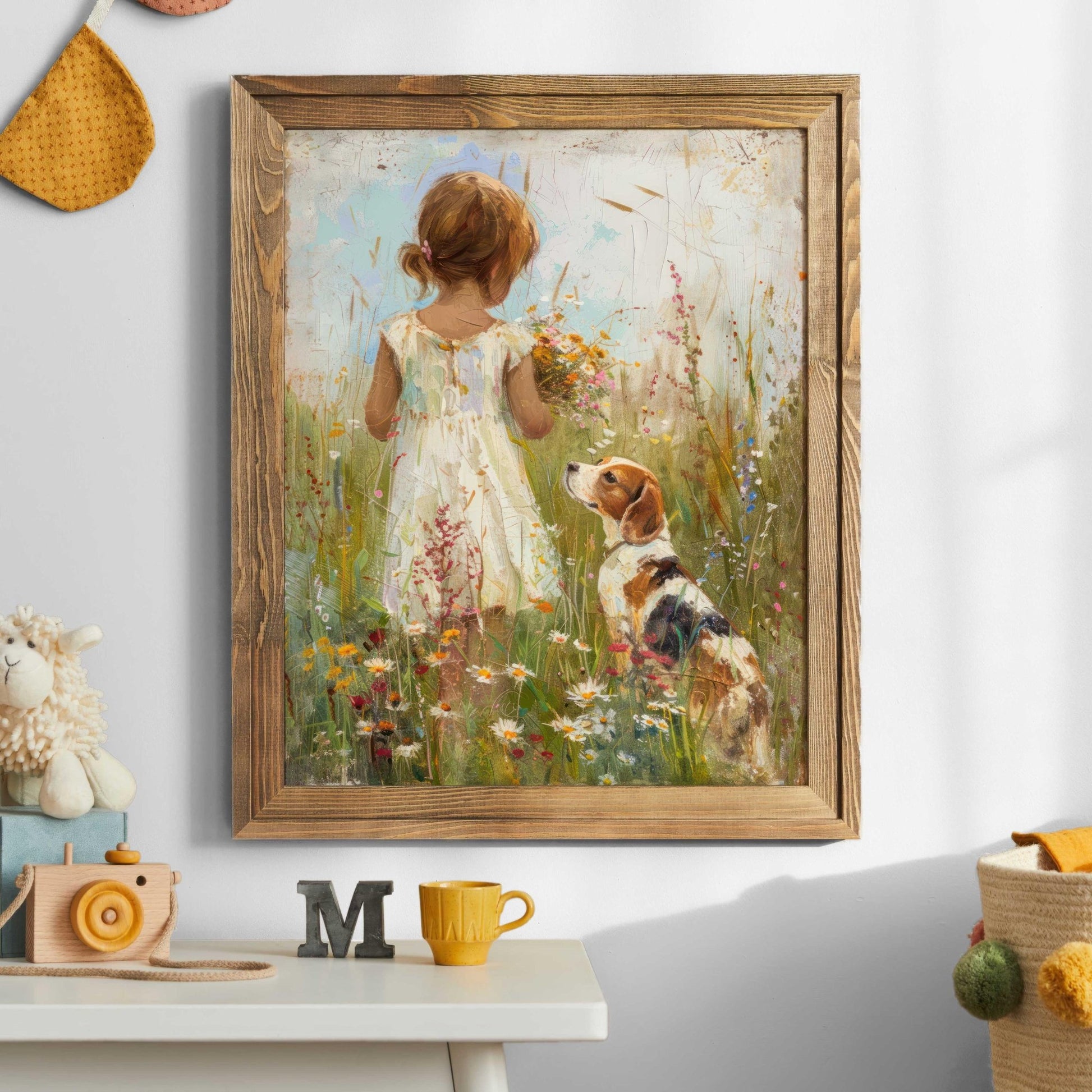 Beagle Wall Art, Dog Nursery Decor, Cute Beagle Print for Girls - WildfieldPrints