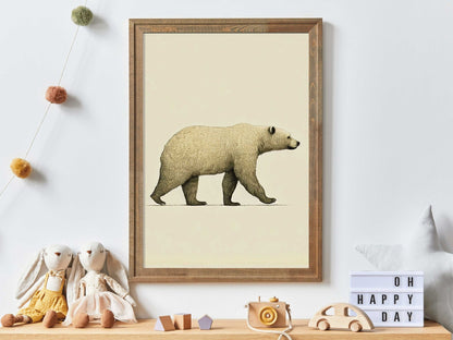Bear Art Print, Minimalist Animal Decor, Nordic Nursery Wall Art - WildfieldPrints