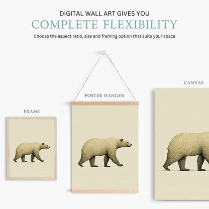 Bear Art Print, Minimalist Animal Decor, Nordic Nursery Wall Art - WildfieldPrints
