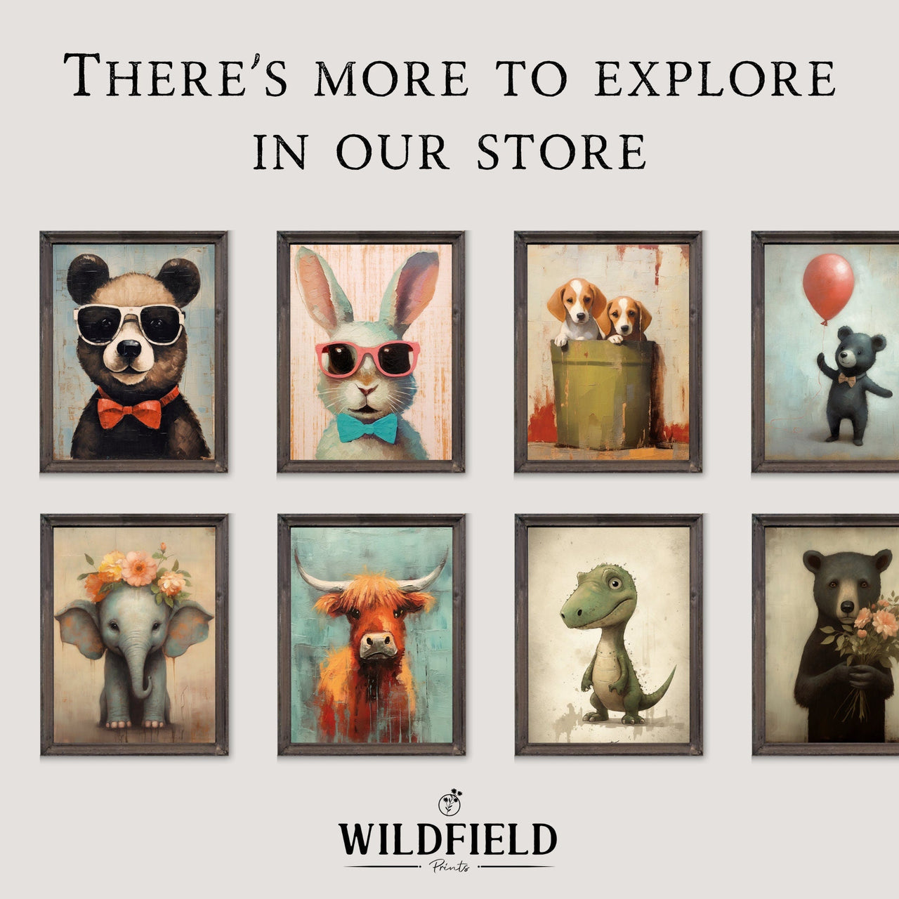 Bear Bathing Wall Art – Woodland Kids Room Print