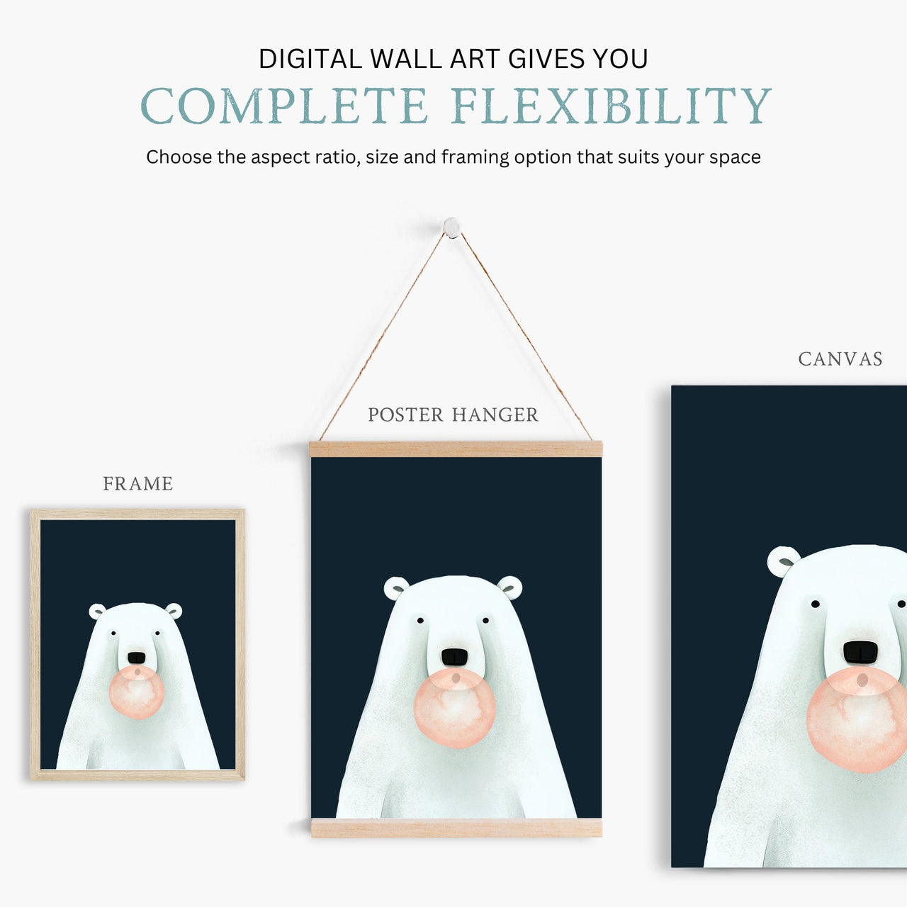 Bear Bubbles Wall Art – Animal Kids Room Decor • Set of 3