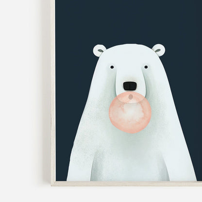 Bear Bubbles Wall Art, Whimsical Animal Decor for Kids’ Rooms - WildfieldPrints