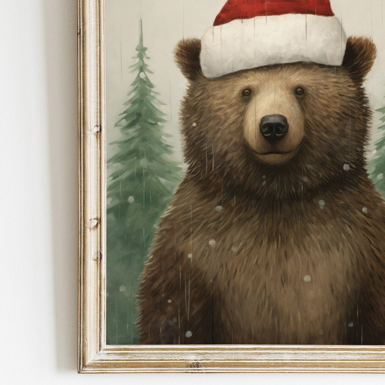 Bear Christmas Wall Art – Forest Animal Nursery Print