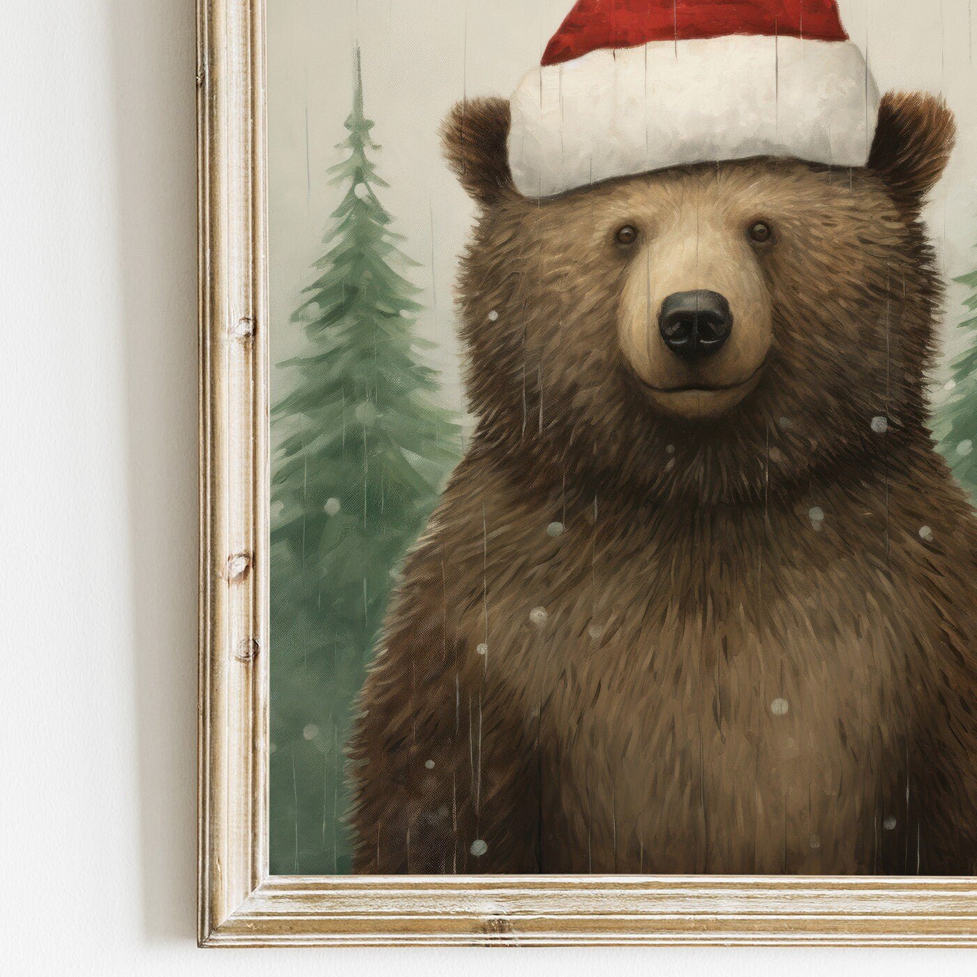 Bear Christmas Prints, Kids Room Decor, Forest Animal Art - WildfieldPrints