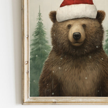 Bear Christmas Prints, Kids Room Decor, Forest Animal Art - WildfieldPrints
