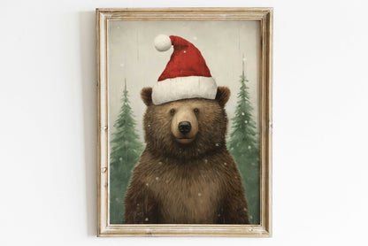 Bear Christmas Prints, Kids Room Decor, Forest Animal Art - WildfieldPrints