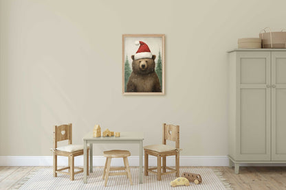 Bear Christmas Prints, Kids Room Decor, Forest Animal Art - WildfieldPrints