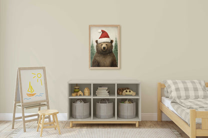 Bear Christmas Prints, Kids Room Decor, Forest Animal Art - WildfieldPrints