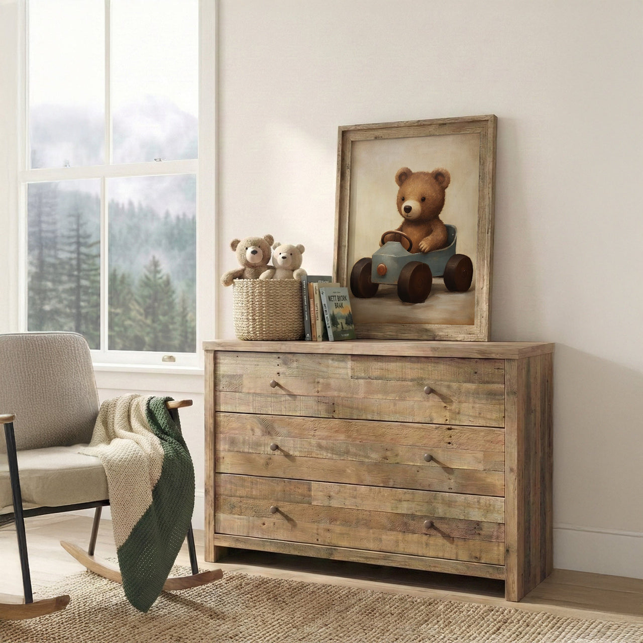 Bear Cub Nursery Print – Animal Boys Room Wall Art
