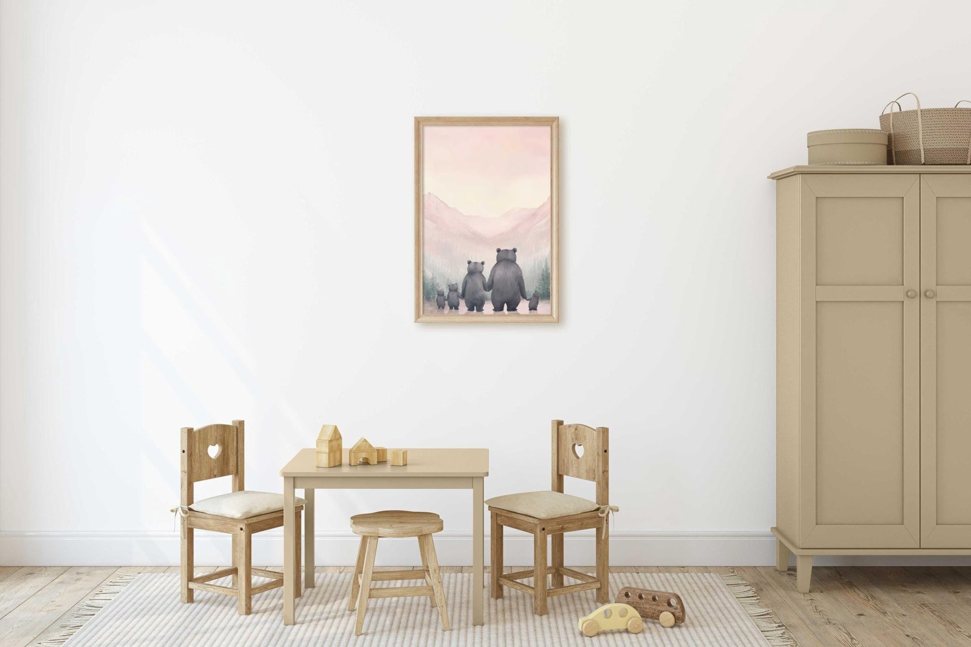 Bear Family Art, Woodland Nursery Decor, Animal Family Print - WildfieldPrints
