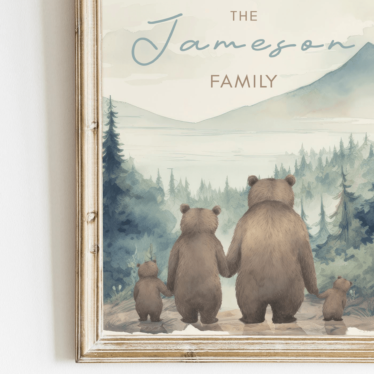 Bear Family Portrait Prints – Woodland Kids Room Decor • Set of 3