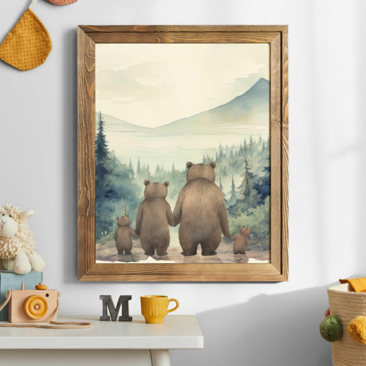 Bear Family Wall Art – Woodland Boys Room Print