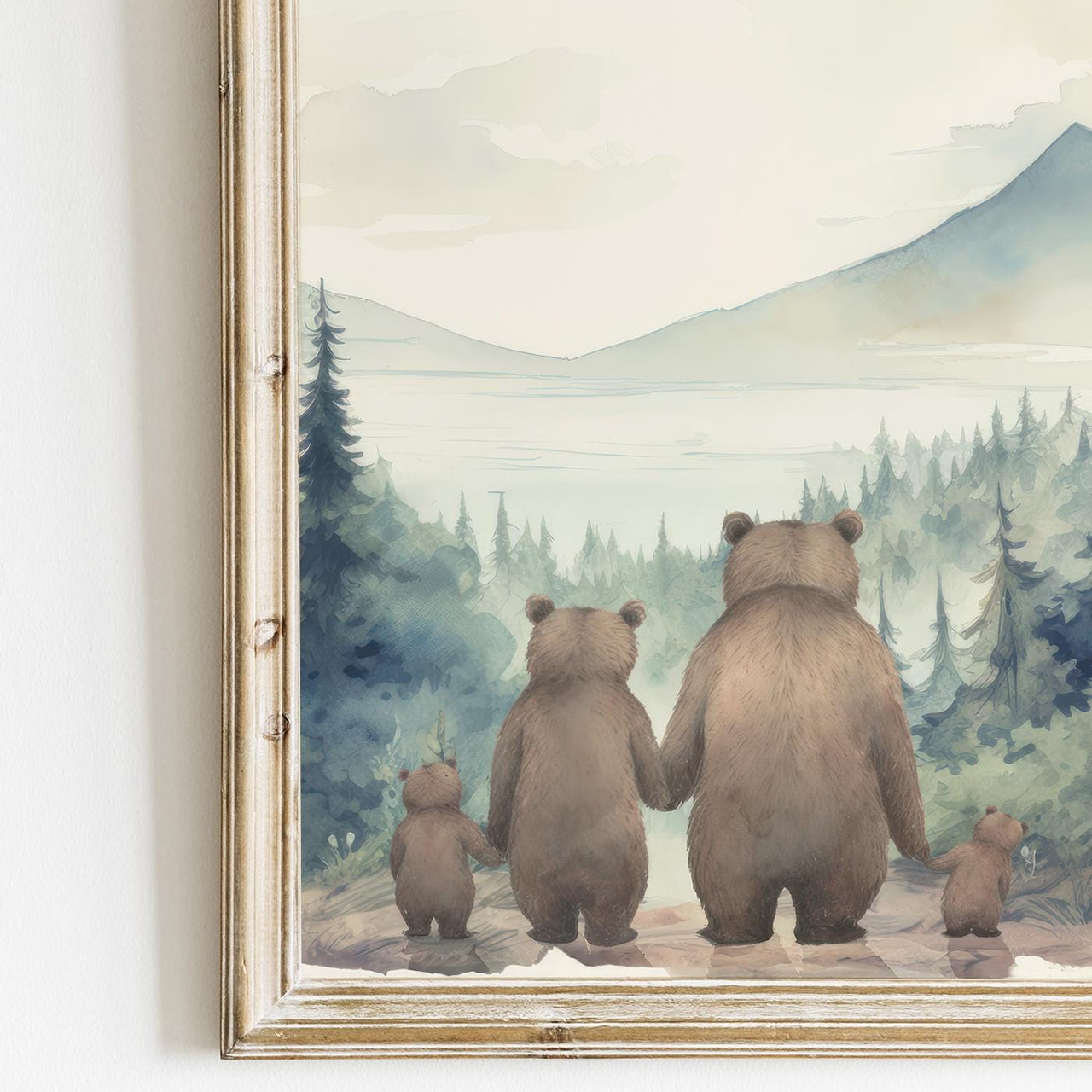 Bear Family Wall Art – Woodland Boys Room Print