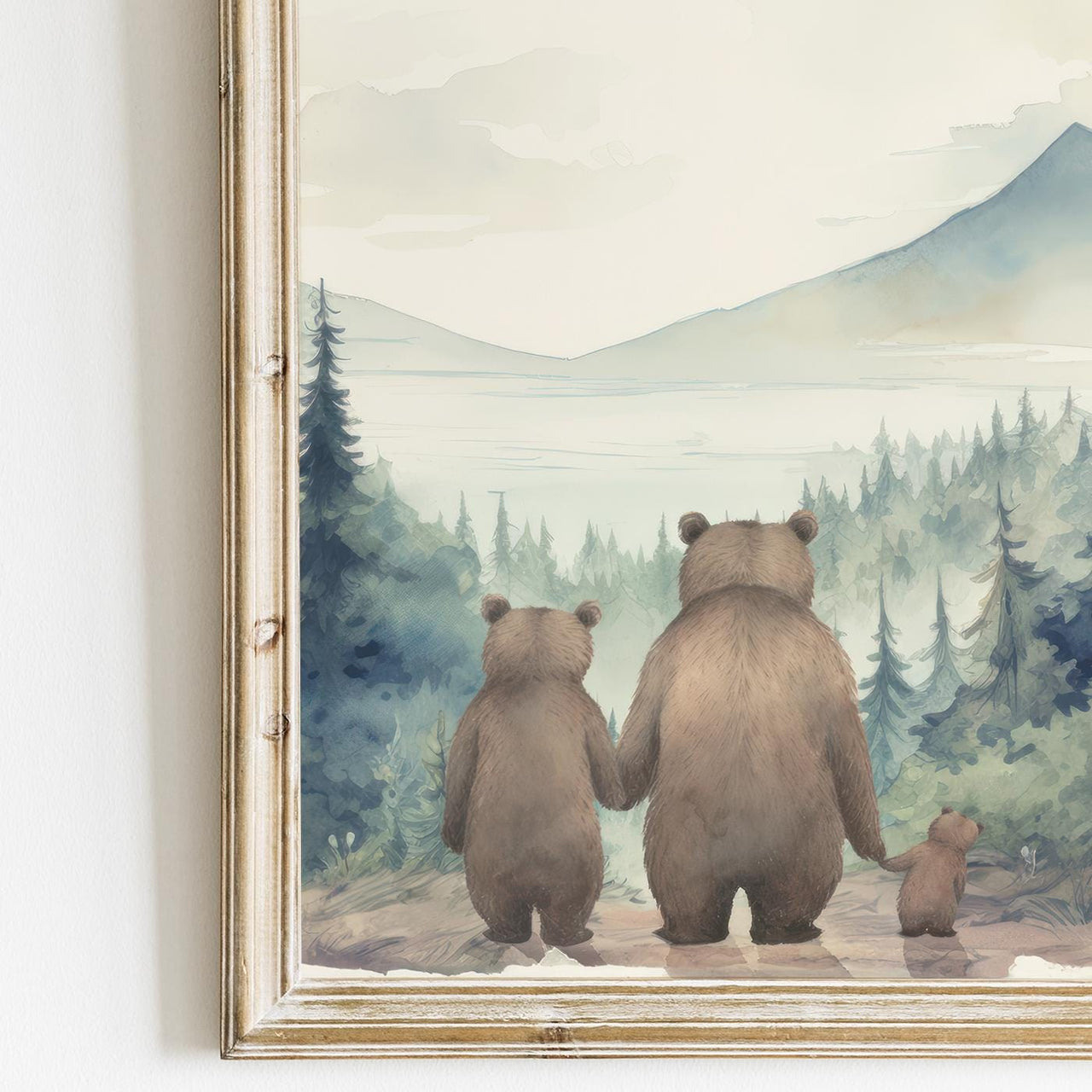 Bear Family Wall Art – Woodland Boys Room Print