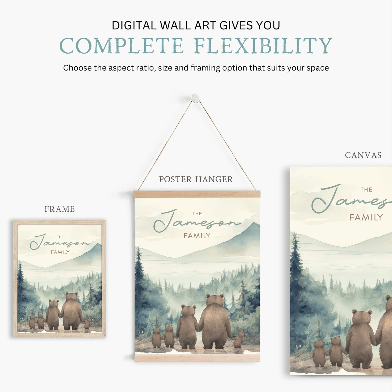 Bear Family Prints – Animal Nursery Wall Decor • Set of 3