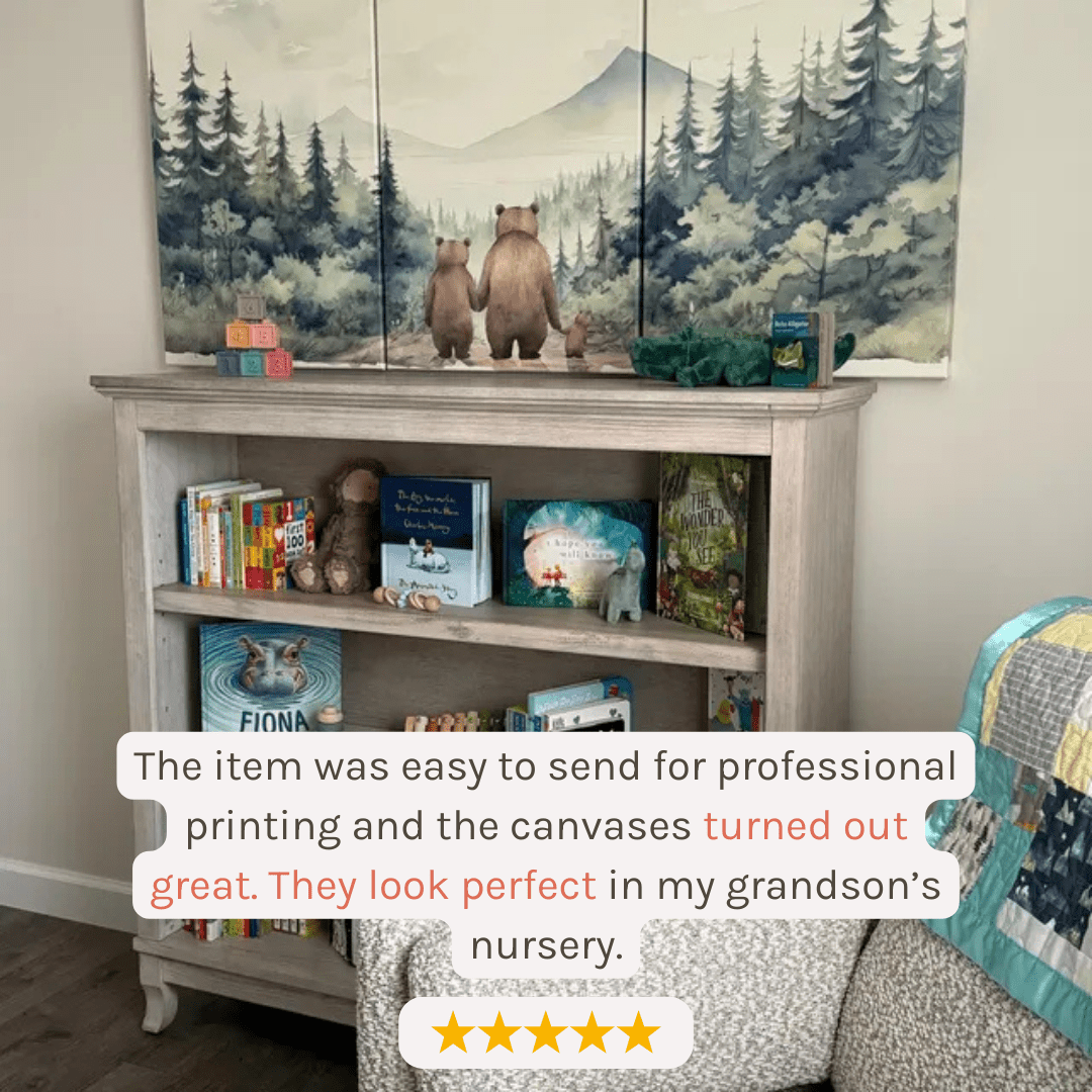 Bear Family Prints (Single Parent) – Animal Nursery Wall Art for Kids Room • Set of 3