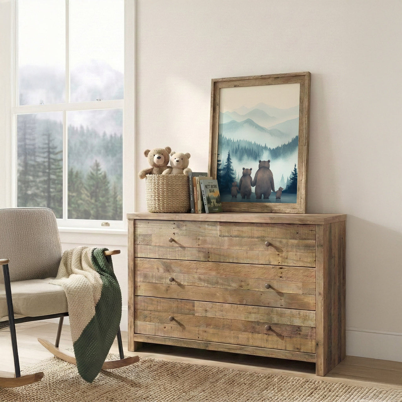 Bear Family Wall Art – Forest Boys Room Print