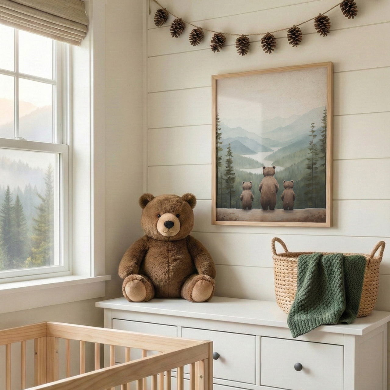 Bear Family Wall Art – Woodland Adventure Kids Room Print