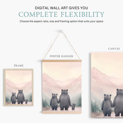 Bear Family Wall Art, Woodland Animal Decor, Baby Room Accent - WildfieldPrints