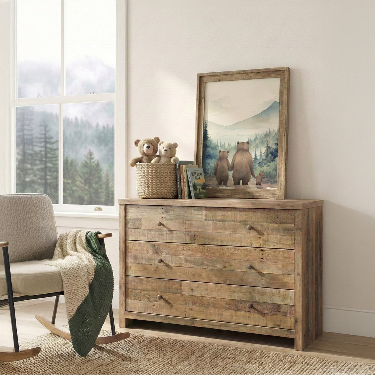 Bear Family Wall Art – Woodland Boys Room Print