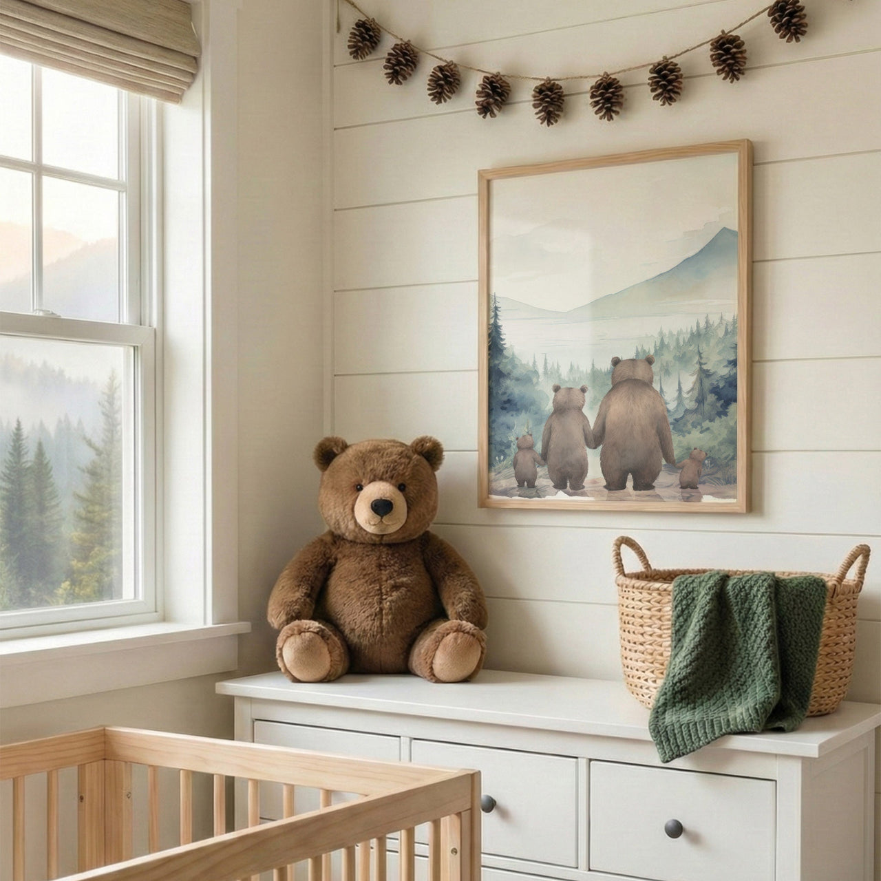 Bear Family Wall Art – Woodland Boys Room Print