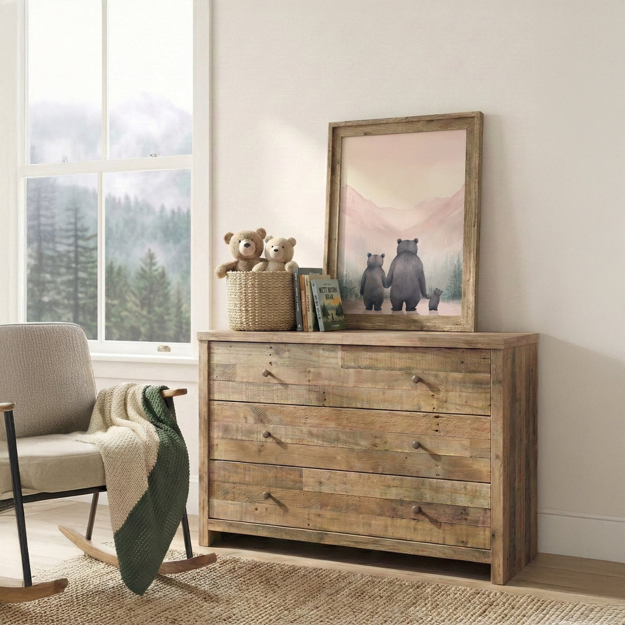 Bear Family Wall Art – Woodland Nursery Print