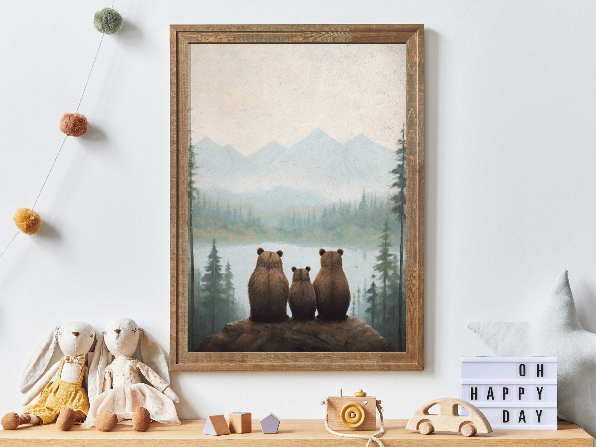 Bear Nursery Art, Woodland Animal Decor, Kids Room Wall Prints - WildfieldPrints