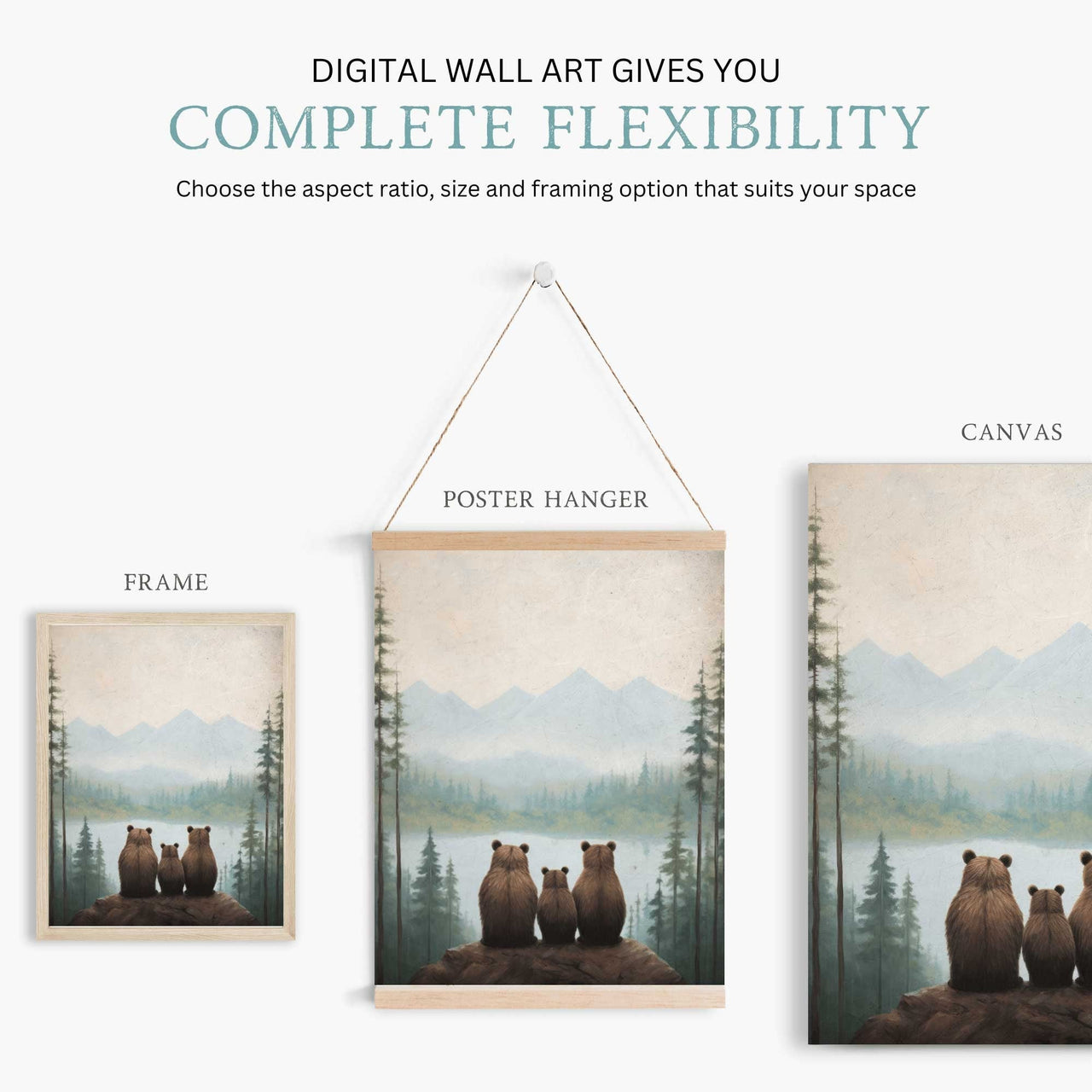 Bear Wall Art – Woodland Kids Room Decor