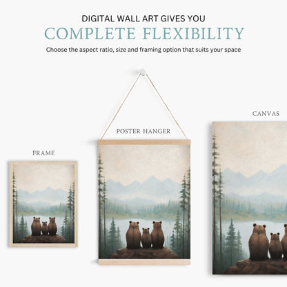 Bear Nursery Art, Woodland Animal Decor, Kids Room Wall Prints - WildfieldPrints