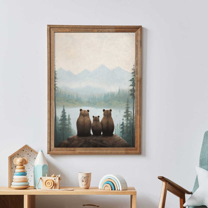 Bear Nursery Art, Woodland Animal Decor, Kids Room Wall Prints - WildfieldPrints