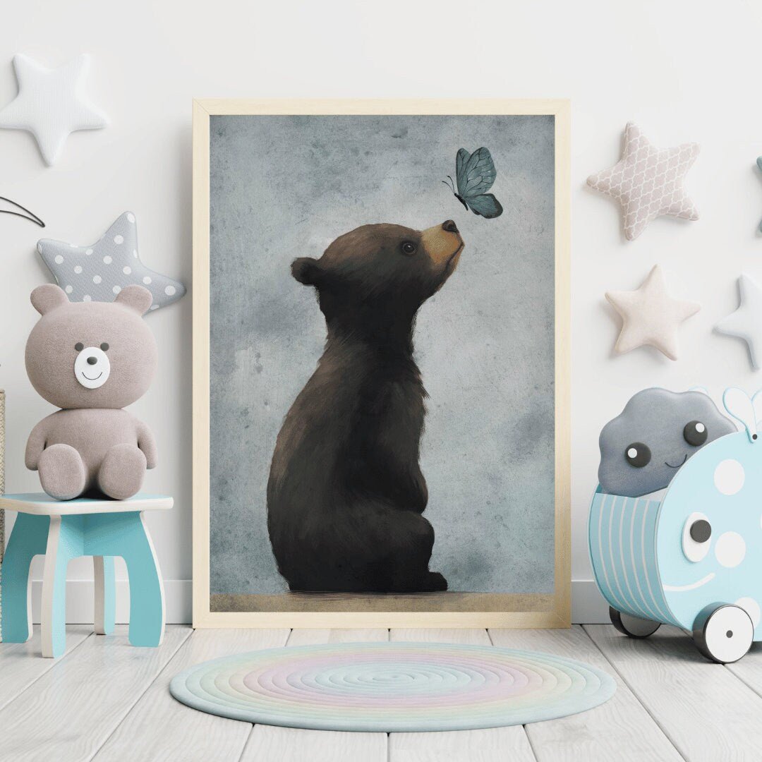 Bear Nursery Decor, Adorable Animal Wall Art, Neutral Baby Room Decor - WildfieldPrints