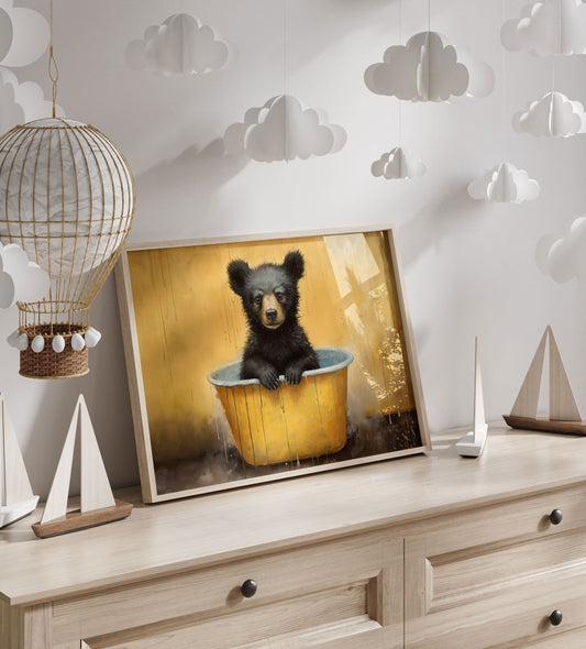 Bear Nursery Decor, Cute Forest Animal Prints, Rustic Kids Bedroom - WildfieldPrints