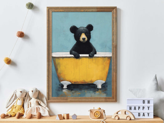 Bear Nursery Decor, Cute Forest Animal Prints, Rustic Kids Bedroom - WildfieldPrints