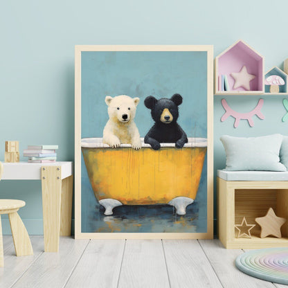 Bear Nursery Decor, Cute Rustic Animal Wall Art, Forest Woodland Print - WildfieldPrints