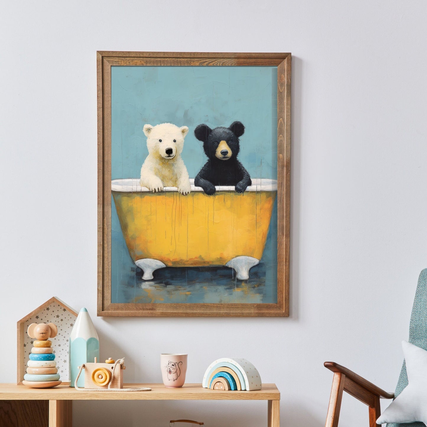 Bear Nursery Decor, Cute Rustic Animal Wall Art, Forest Woodland Print - WildfieldPrints