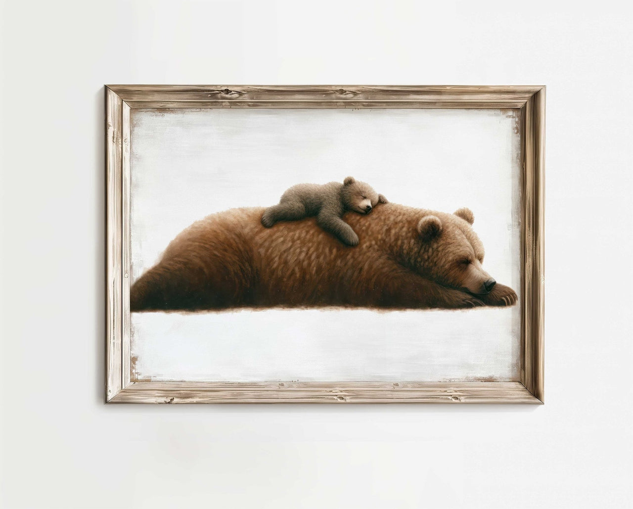 Sleeping Bear Wall Art – Forest Animal Nursery Print