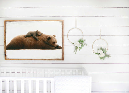 Bear Nursery Decor, Forest Animal Wall Art, Rustic Kids Room Decor - WildfieldPrints