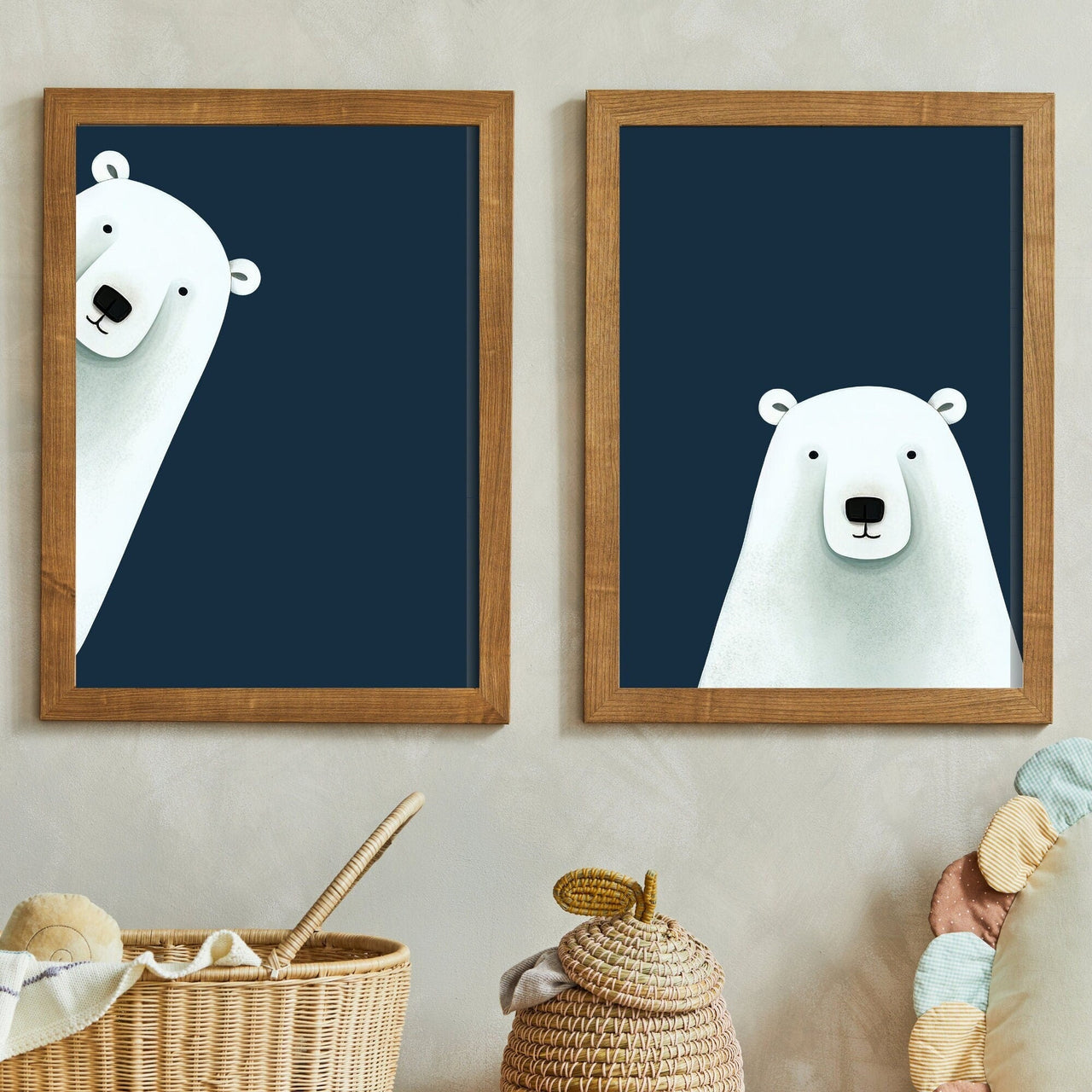 Polar Bear Wall Art – Animal Boys Room Print • Set of 2