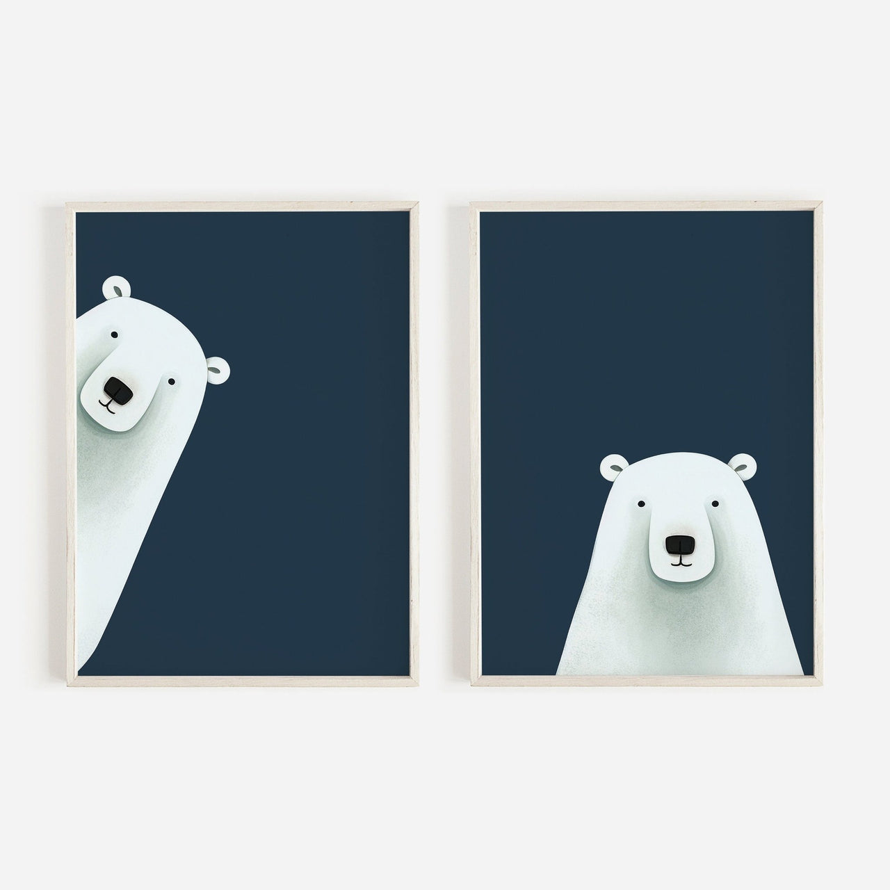 Polar Bear Wall Art – Animal Boys Room Print • Set of 2